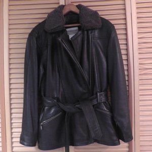 Coldwater Creek Women's Black Leather Coat